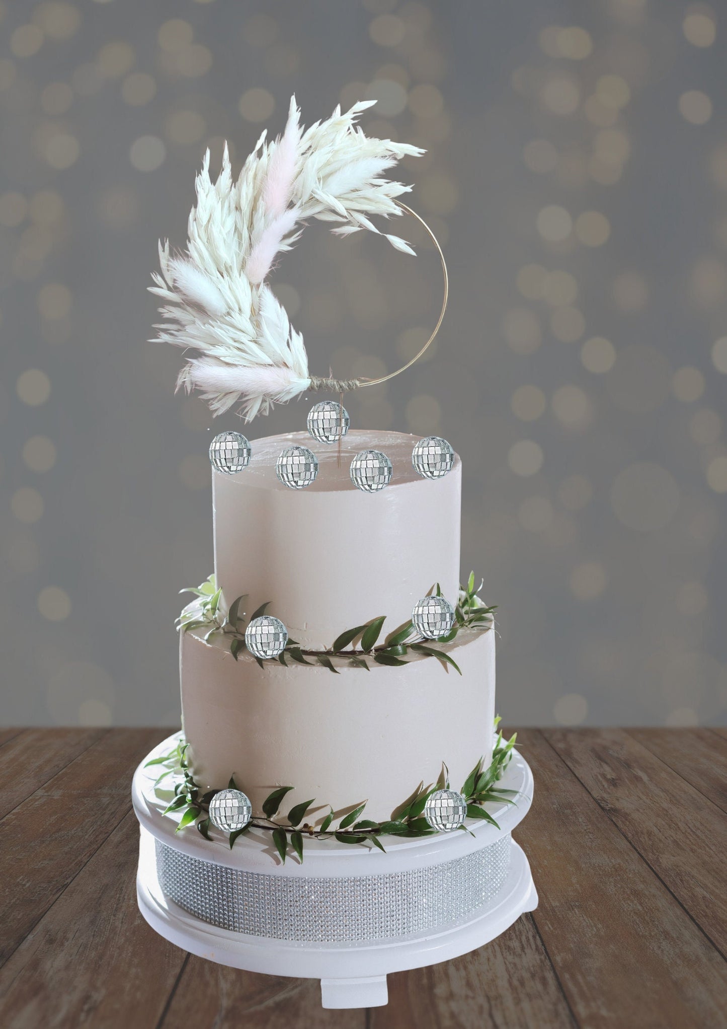 Boho Bunny Tails cake topper Wedding cake decoration Dried flower cake topper Birthday cake embellishments