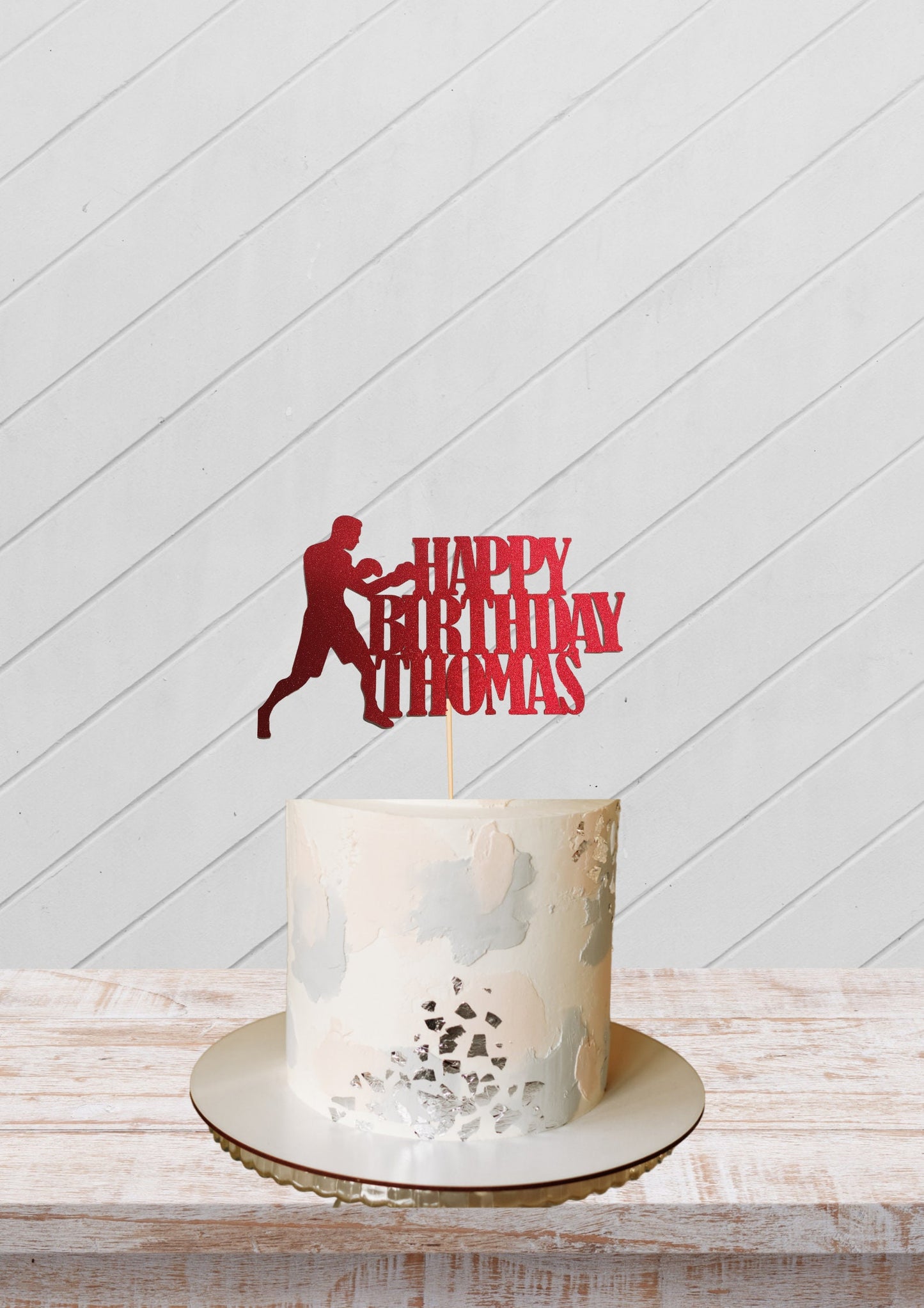 Personalised Boxing cake topper Birthday Party Decoration Boxing Gloves Theme Any Name and Age Cake Decoration