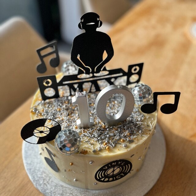 Custom DJ bundle Cake Topper, Music Disc, Musician Night Club Disco, Party Music Birthday, birthday cake decoration, DJ decoration