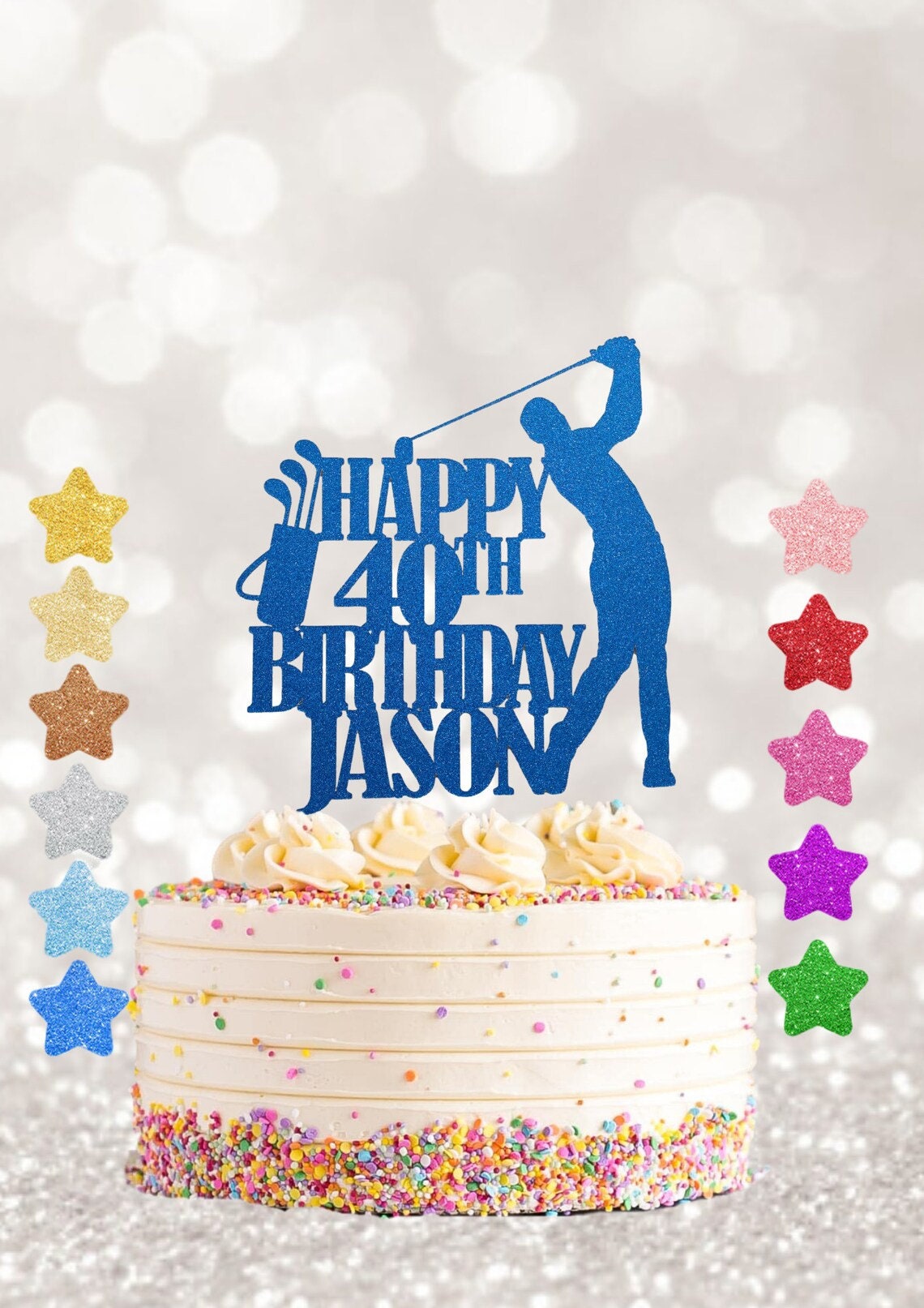 Golf bundle cake decoration, cake topper, custom cake topper, personalised bundle cake topper, cupcake toppers, birthday cake topper