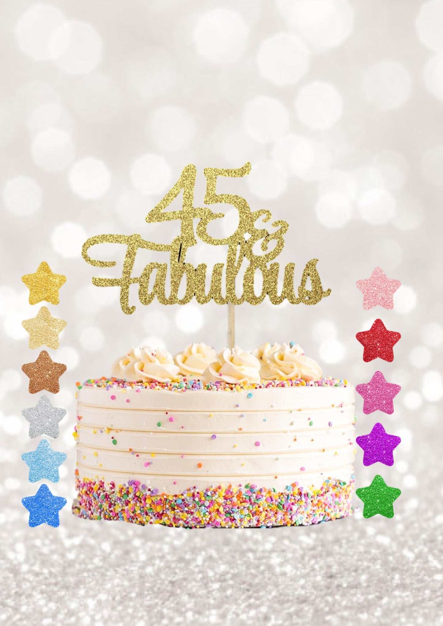 60 fabulous glitter cake topper, 30,40,50,60 birthday cake decoration, special birthday, birthday cake topper