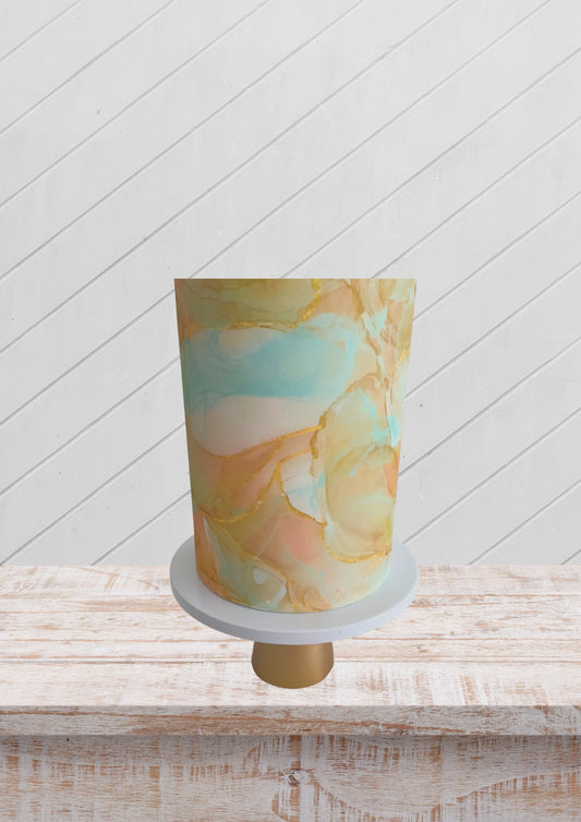 Wrap marble cake, cake topper, yellow marble wrap Icing and Rice paper, cake decoration