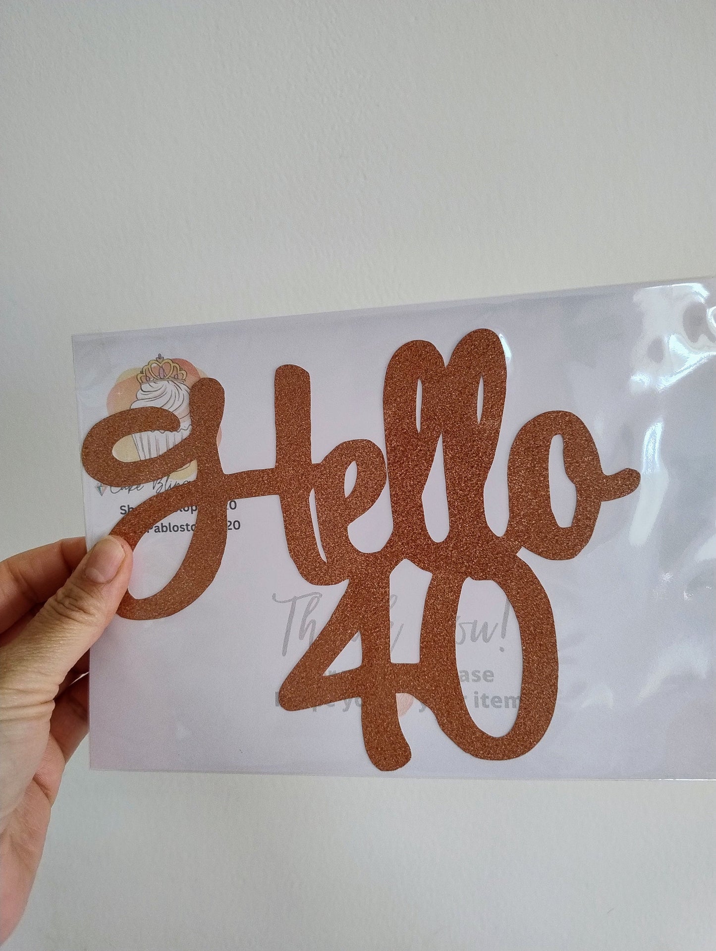 Hello 40 Glitter cake topper, 40th Birthday Cake Topper, 40th Birthday Cake Topper, Birthday Cake, Celebration, Glitter Cake Topper