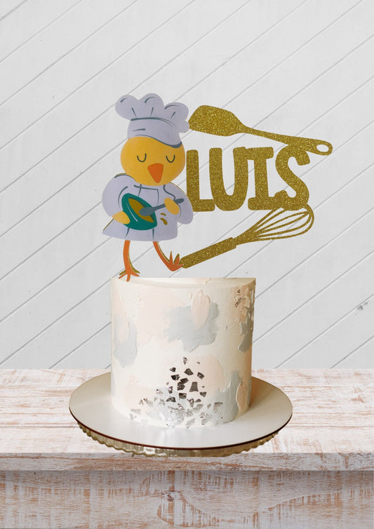 Personalised chef cake topper, birthday cake decoration