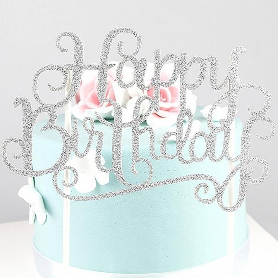 Happy birthday cake topper, glitter birthday cake topper, cake topper decoration, Happy birthday party, happy birthday topper