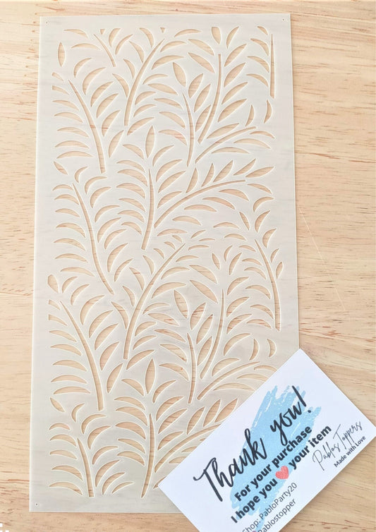 Leaves Cake stencil pattern, cake decoration, Mylar 190 reusable plastic, cake stencil, geometric reusable stencil, wedding stencil