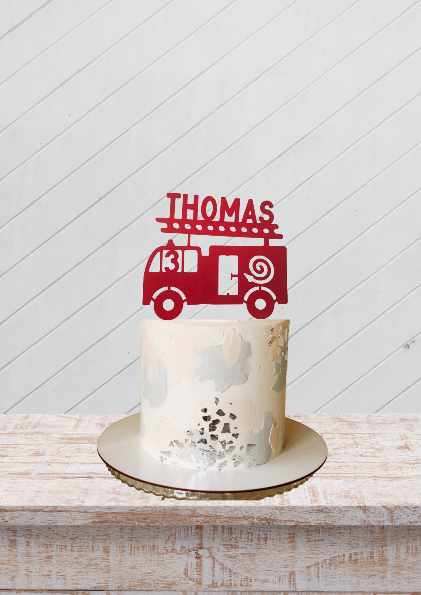 Fire truck Cake Topper, Custom Cake Topper, Firefighter Party Decoration with any name and age perfect for cake decoration