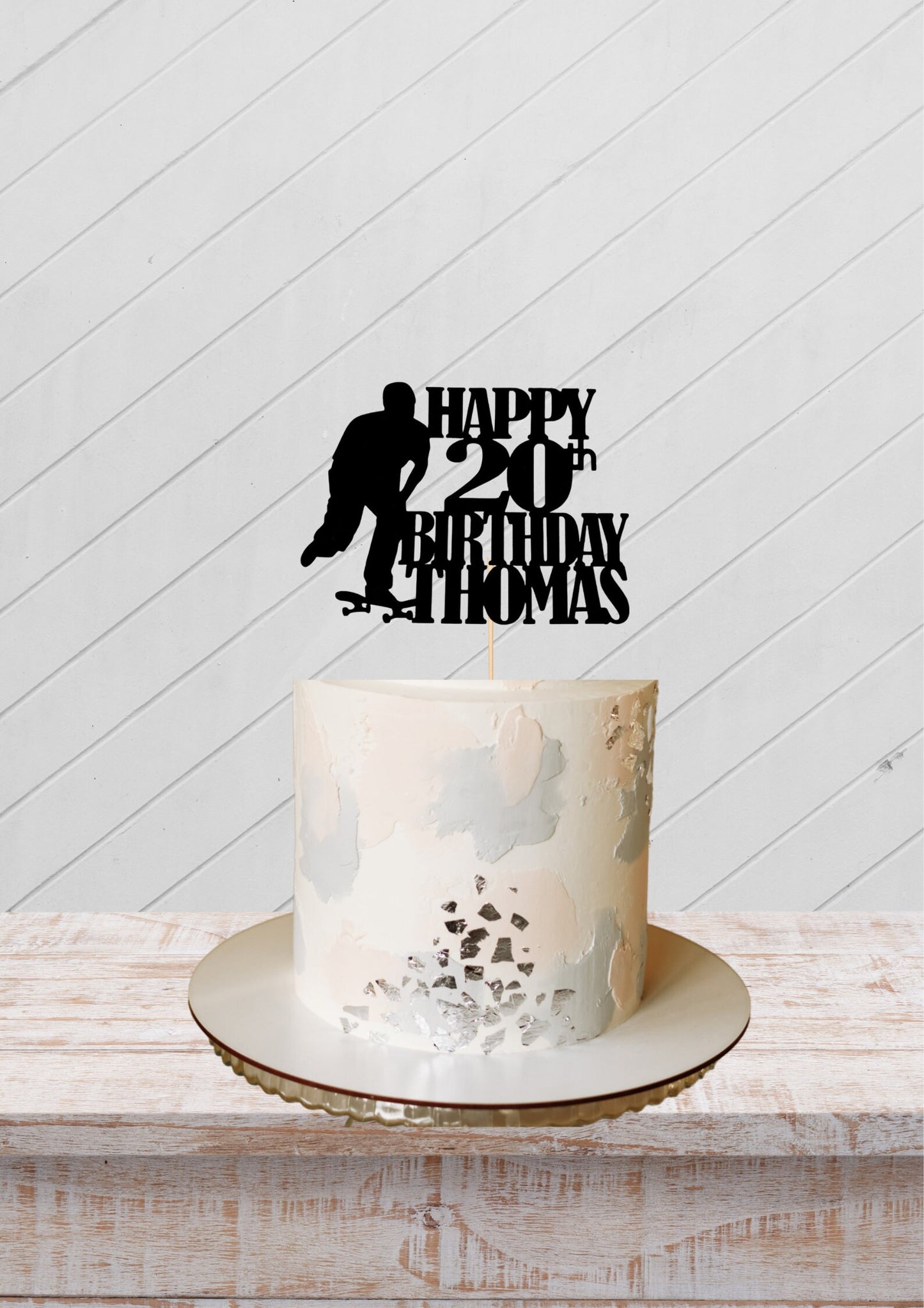 Custom Skateboarder Cake Topper, personalised with any name and age, cake decoration Skateboarder cake theme