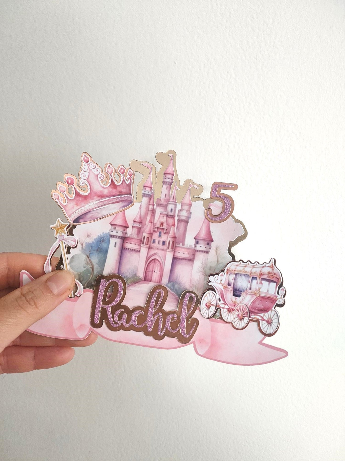 Princess cake topper decoration custom Princess castle cake topper carriage personalised party decorations girl birthday