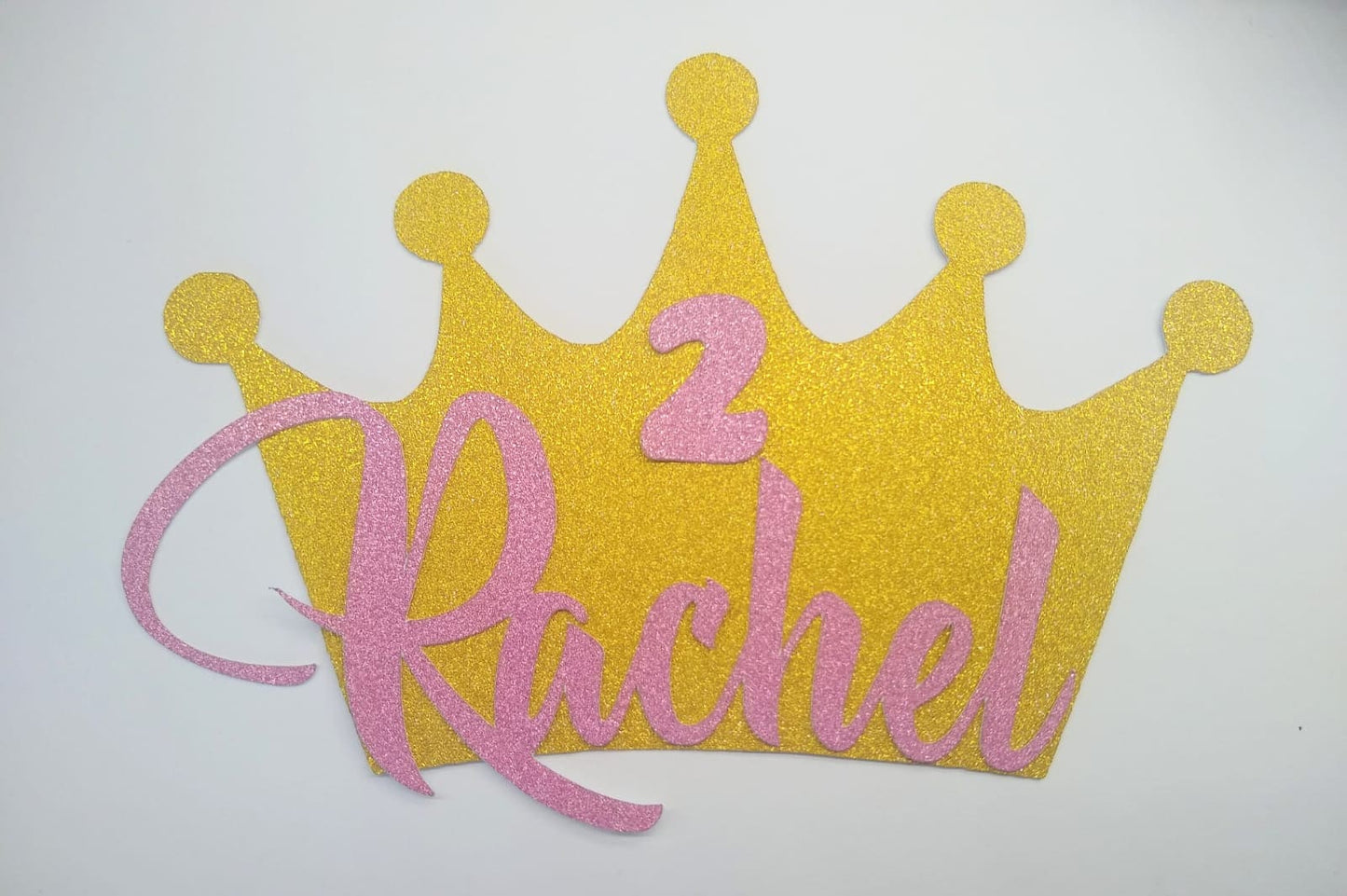 Personalised crown topper, princess crown topper, any name cake tooper, age cake topper, gold glitter crown, birthday cake topper