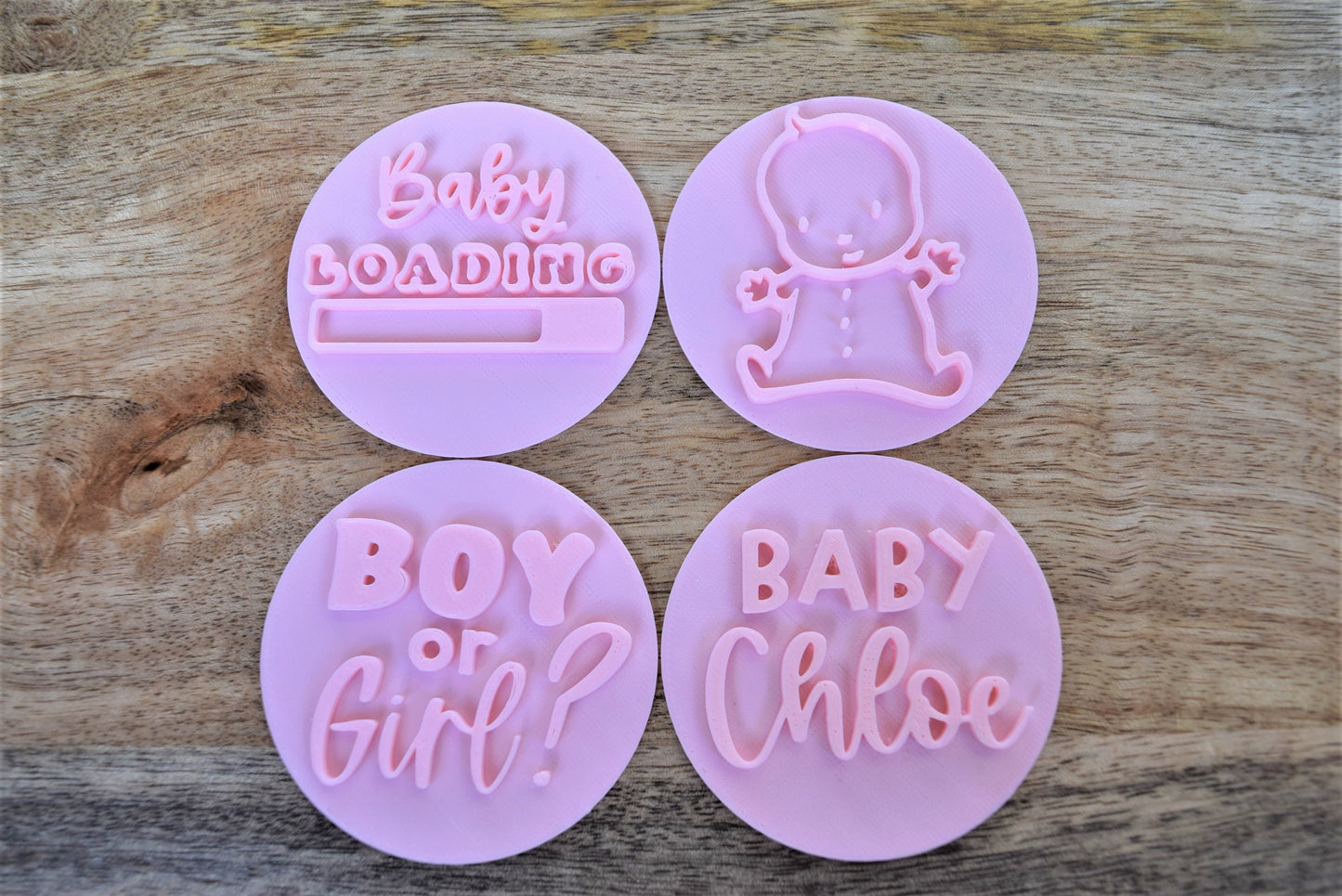 Boy or Girl cookie fondant stamp, gender reveal decorations