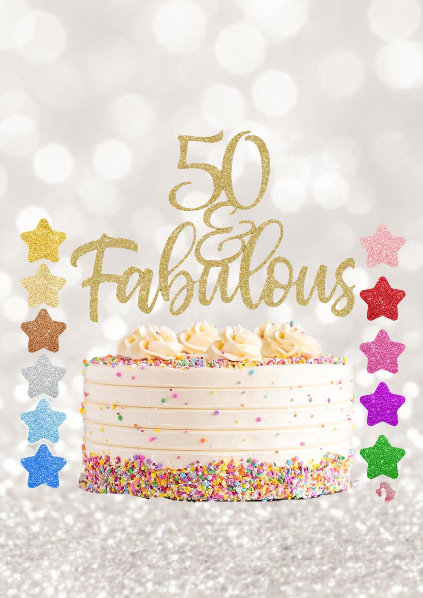 60 fabulous glitter cake topper, 30,40,50,60 birthday cake decoration, special birthday, birthday cake topper