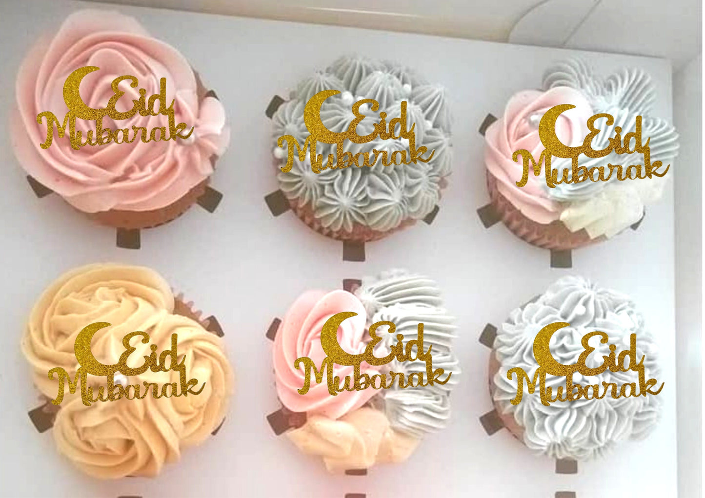 Glitter Eid Mubarak Cupcake Topper Elegant Festive Eid Celebration Decoration Party Accessory bakery cupcake