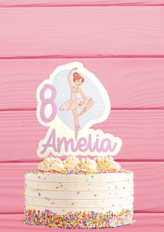 Custom Ballerina cake topper, personalised cake topper, birthday cake topper with any name and age, Ballerina cake and party theme