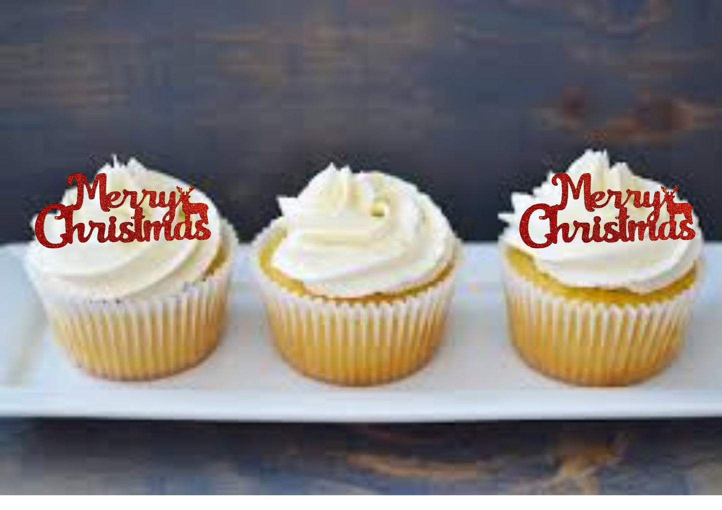 Christmas cupcake topper, reindeer cupcake topper, Merry Christmas cupcake topper, cupcake topper, stocking fillers, glitter cupcake topper