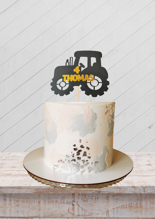 Custom Tractor with any name or age, tractor party birthday, birthday cake topper, personalised cake topper