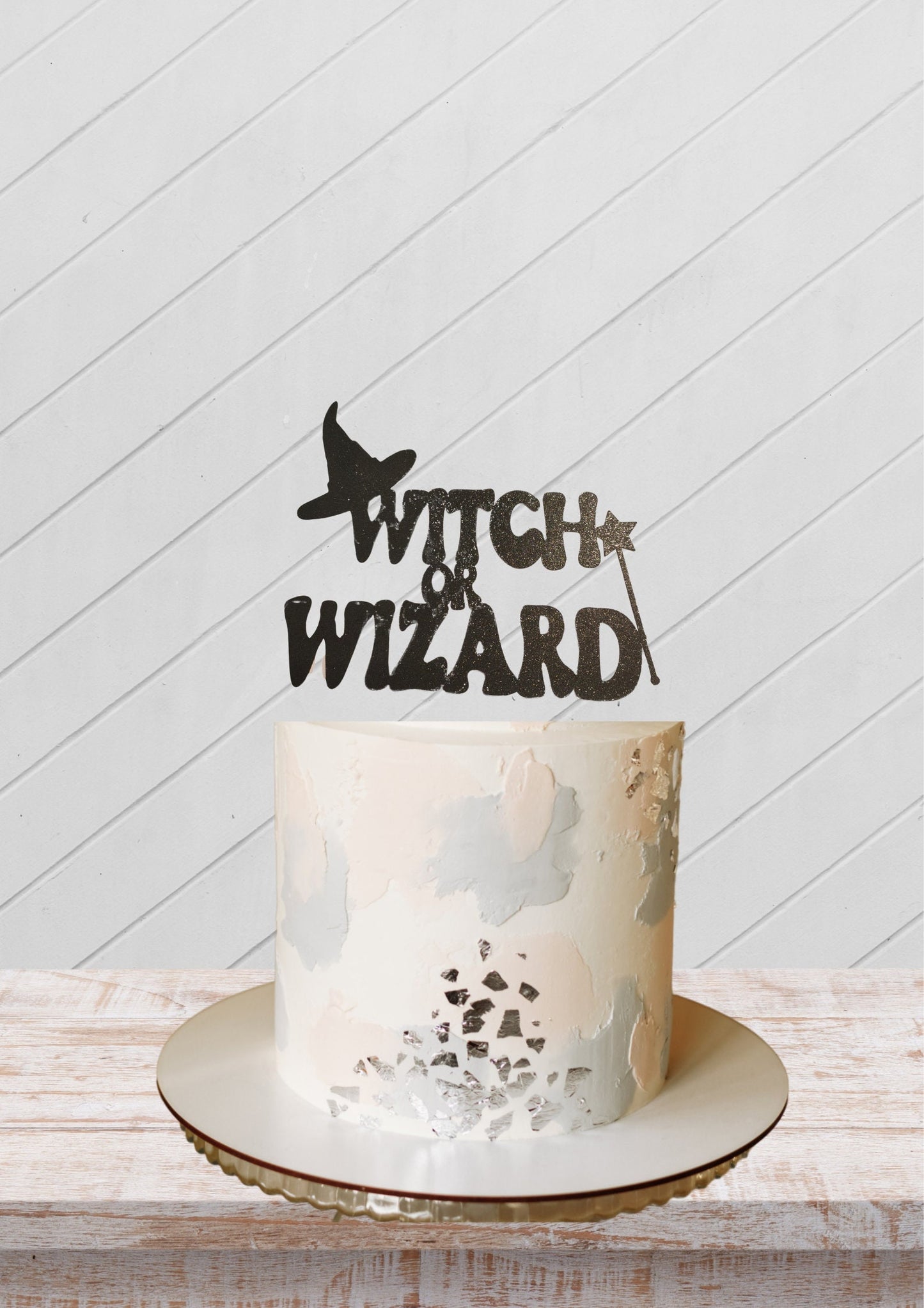 Witch or wizard cake topper, Halloween gender reveal cake topper, baby shower topper