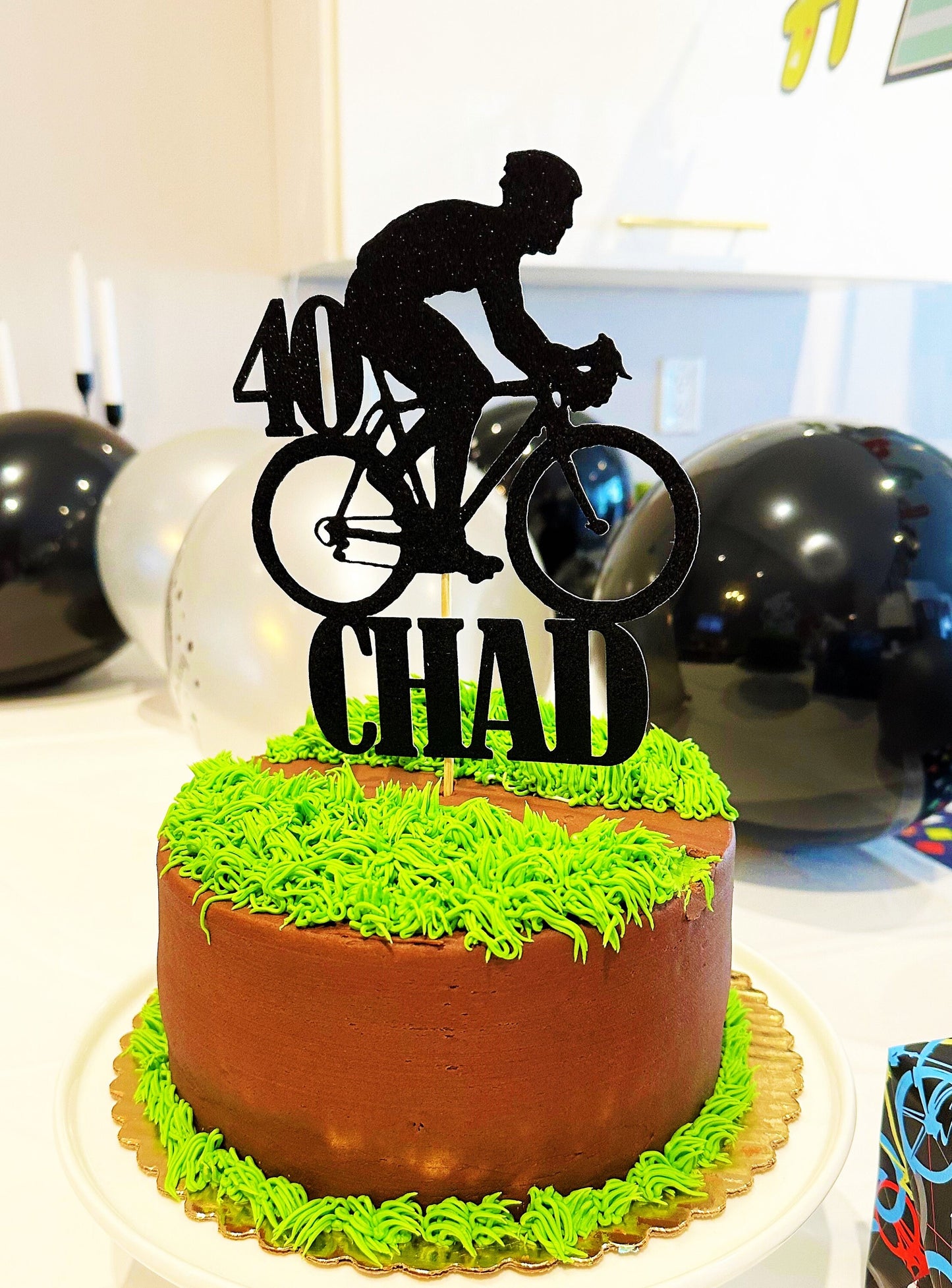 cyclist cake topper, cycle cake topper, birthday cake topper, personalised cake topper