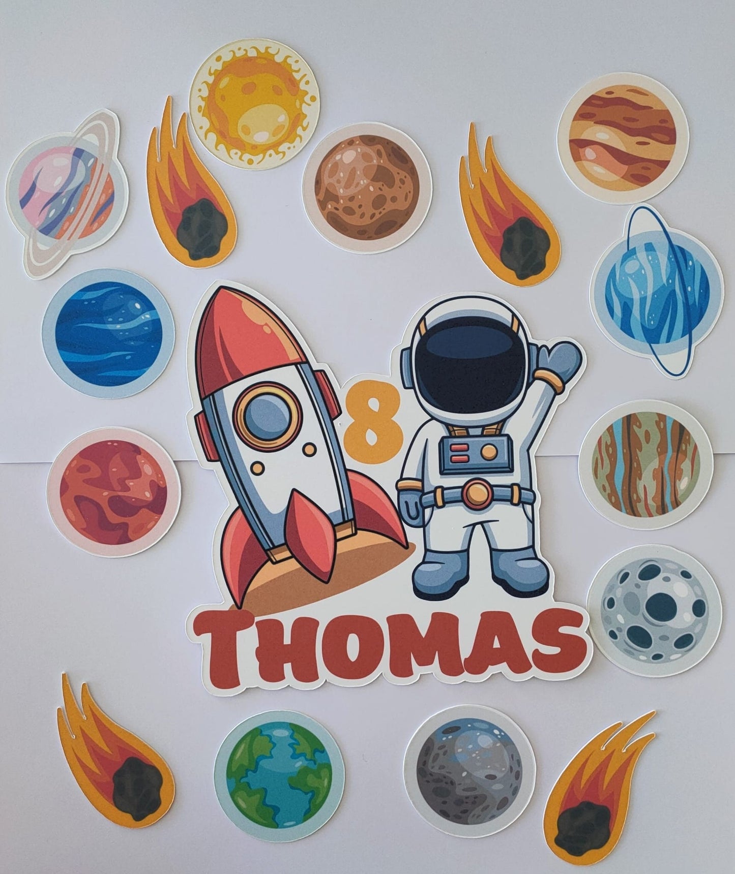 Personalised planets bundle cake toppers, spaceship cake topper, astronauts birthday cake topper, custom cake topper , custom bundle toppers