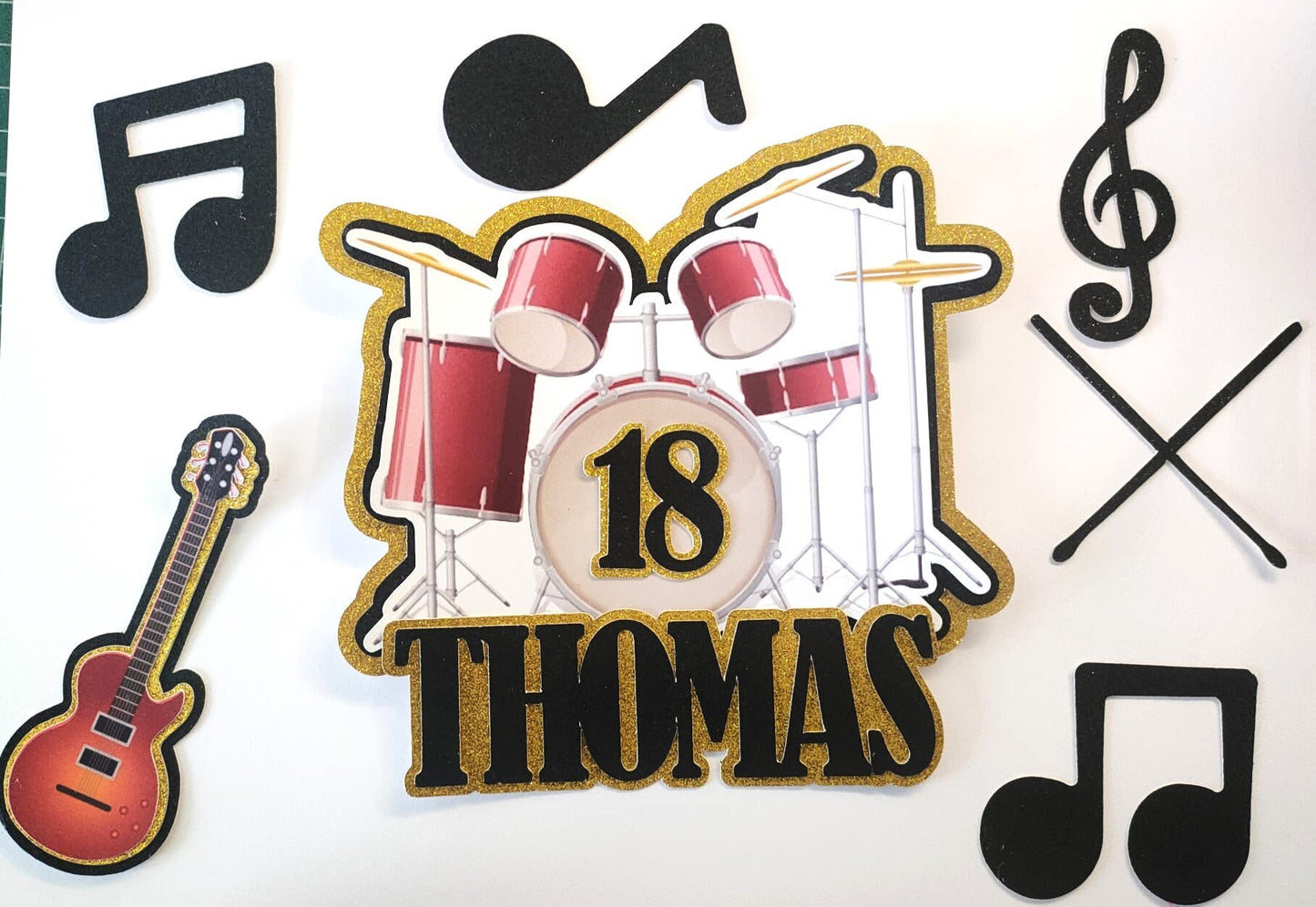 Custom Drum Cake Topper Musician Birthday Decoration Personalized Music Theme Party Décor Musical Celebration Centrepiece