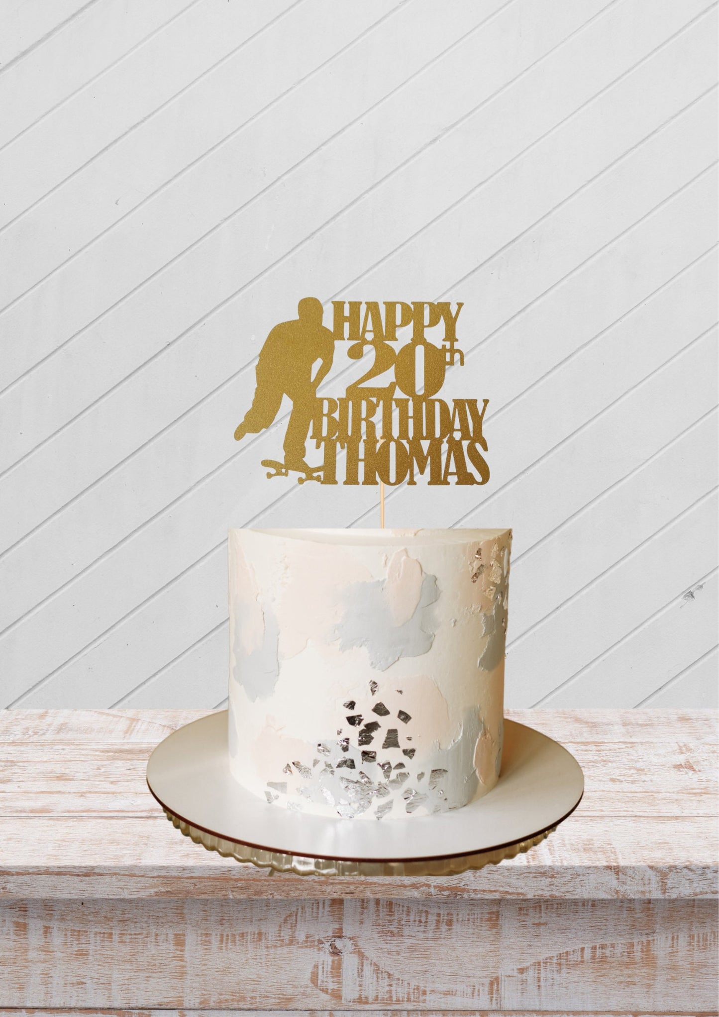 Custom Skateboarder Cake Topper, personalised with any name and age, cake decoration Skateboarder cake theme