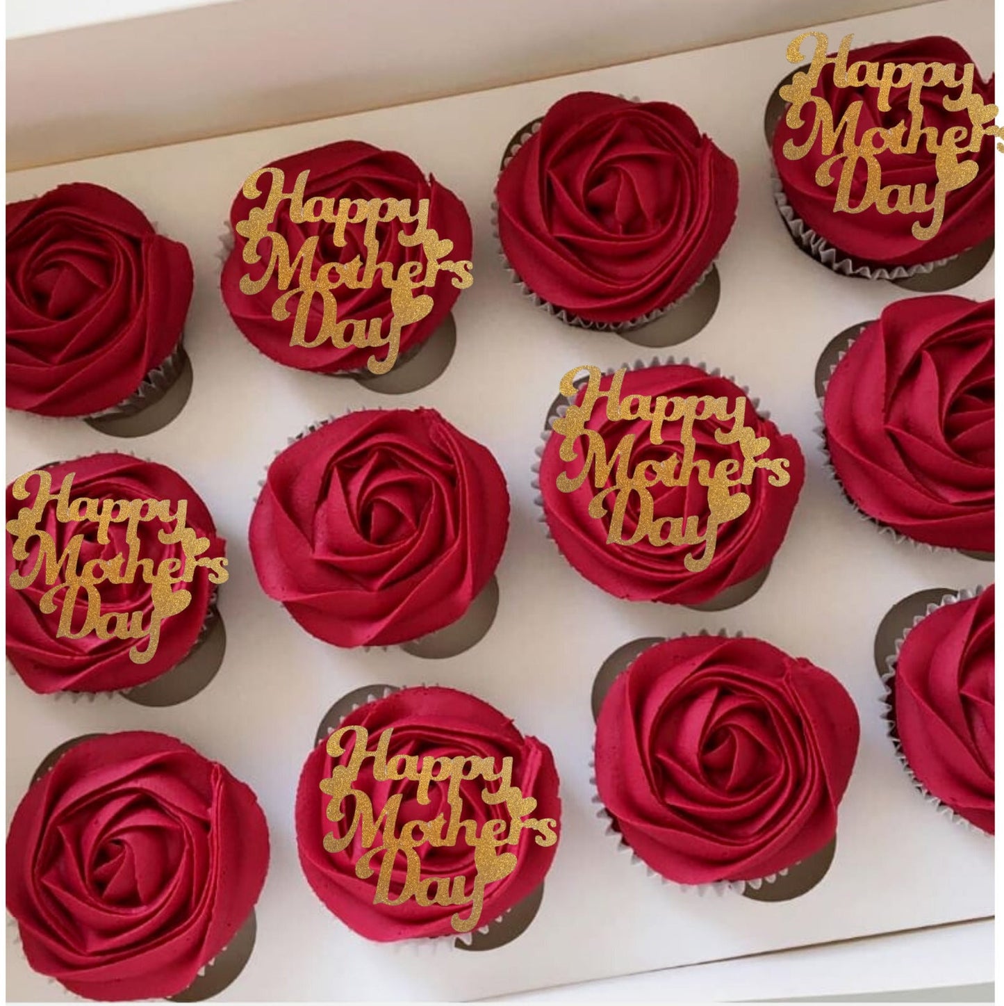 Happy Mothers Day cupcake toppers, mum cake topper, glitter topper, personalised topper customised topper, flower topper decor