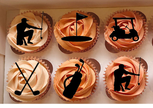 Golf cupcake topper, cupcake decoration, female and male golf player, cupcake topper