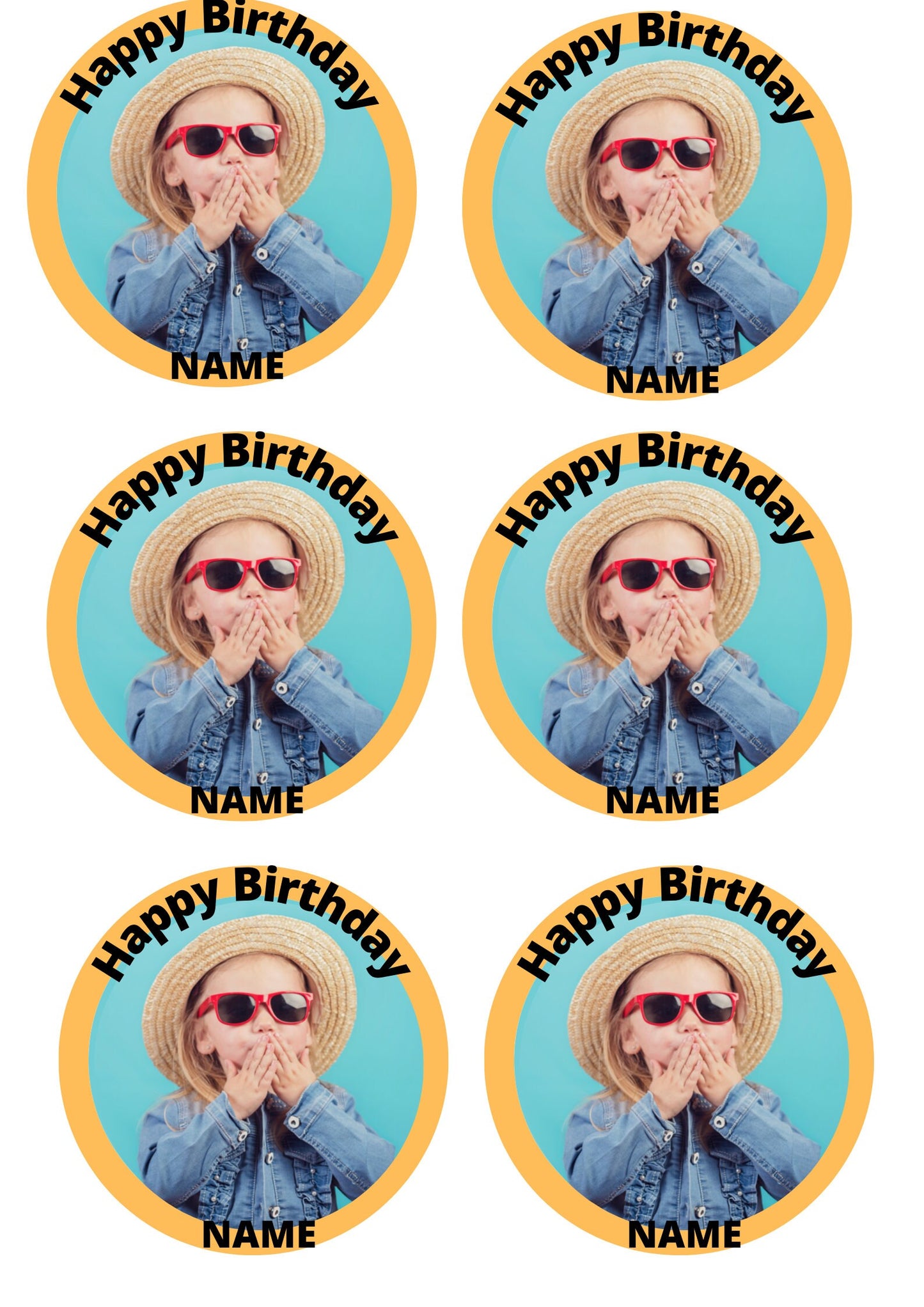 Pre cut Custom Photo Picture Wafer Paper or Icing Sheet Edible Cake Cupcake Topper Decoration,any name or age edible toppers, edible toppers