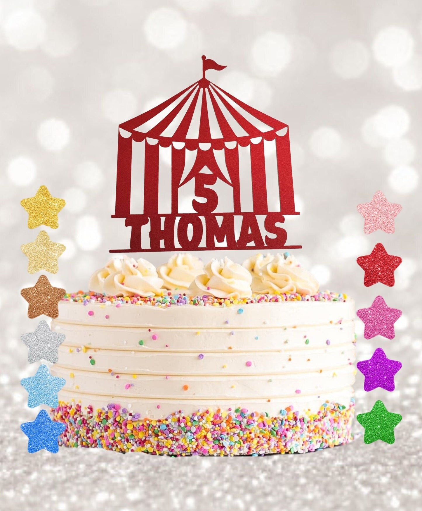 Custom Circus cake topper, personalised circus cake topper, any name cake topper, any age cake topper, Circus party and invite