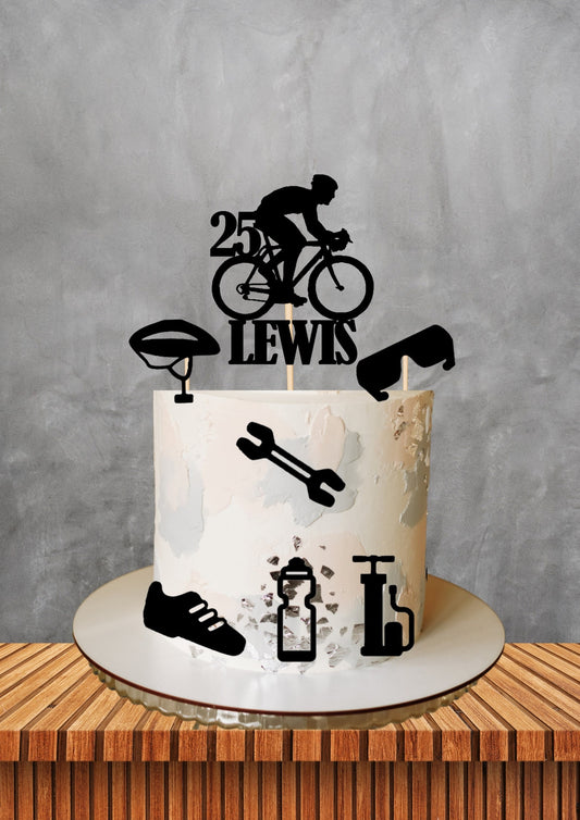 Bicycle bundle cake topper, personalised cyclist cake topper, cycle cake topper, birthday cake topper, personalised cake topper