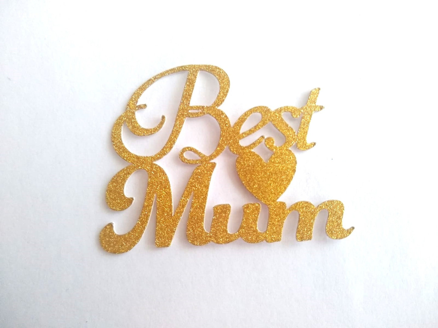 10 PCS Best Mum Happy and heart  Mothers Day cupcake toppers, mum cake topper, glitter topper, personalised topper, flower topper