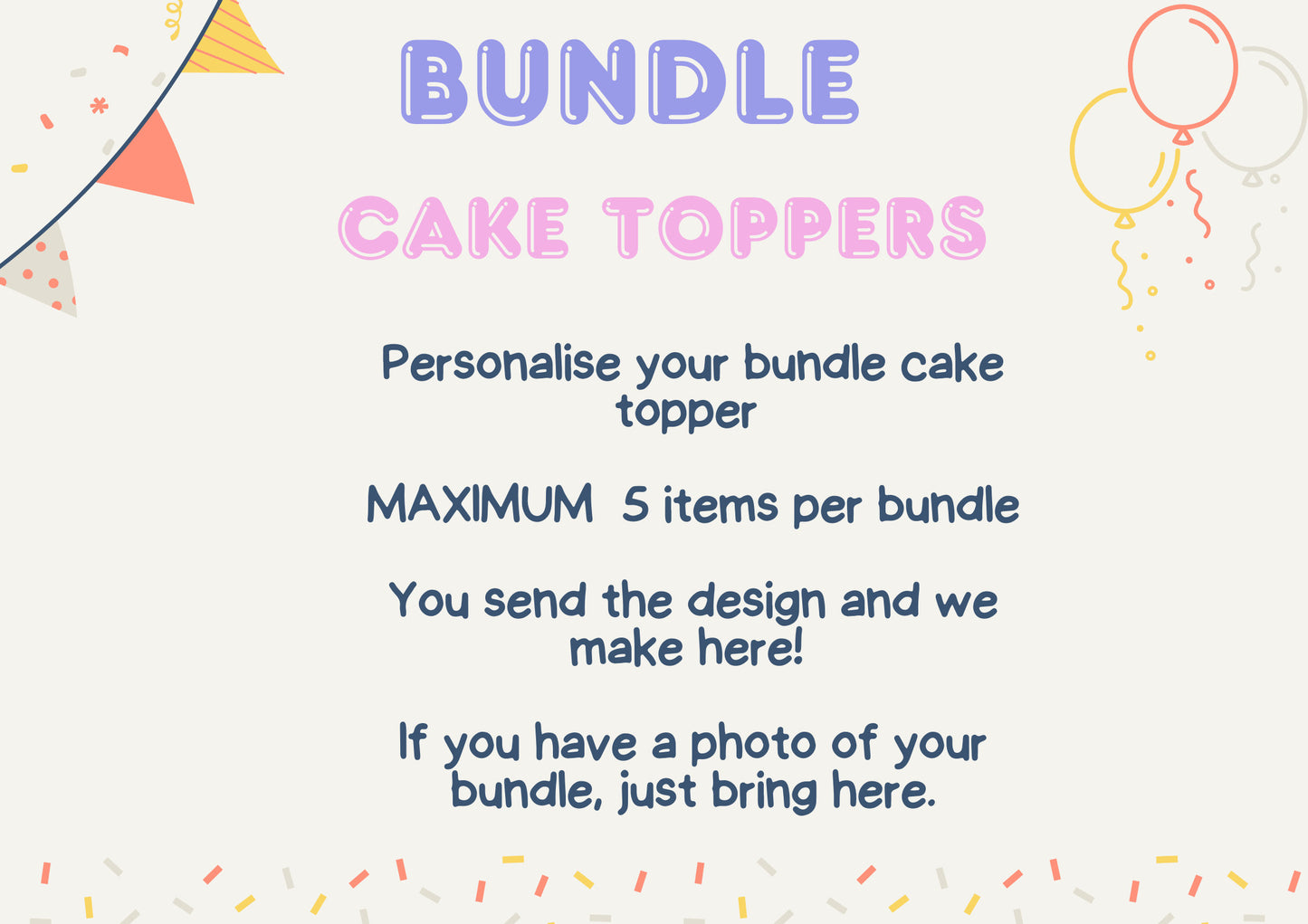 Personalise your bundle cake topper, Any theme bundle cake topper, any name and age cake topper, bundle set cake topper