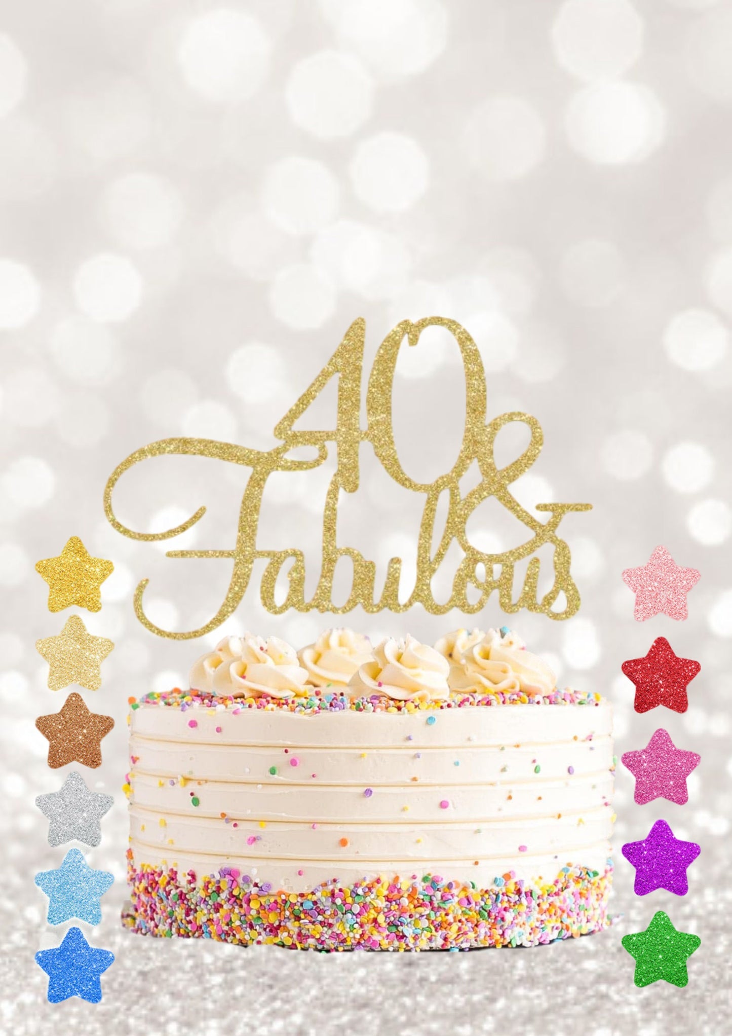 60 fabulous glitter cake topper, 30,40,50,60 birthday cake decoration, special birthday, birthday cake topper