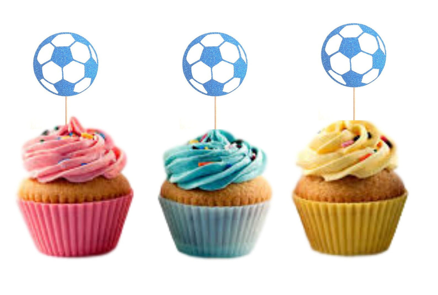 Football cupcake toppers, glitter cupcake topper, birthday cake topper