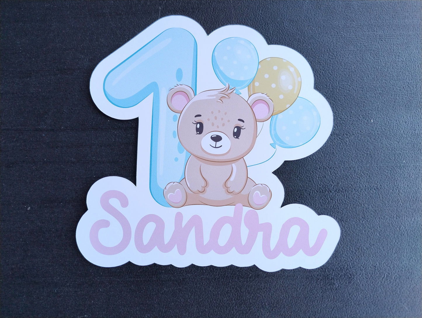 Custom First cake topper, bear cake topper, Birthday cake topper, 2 and 3 cake topper, Personalised cake topper