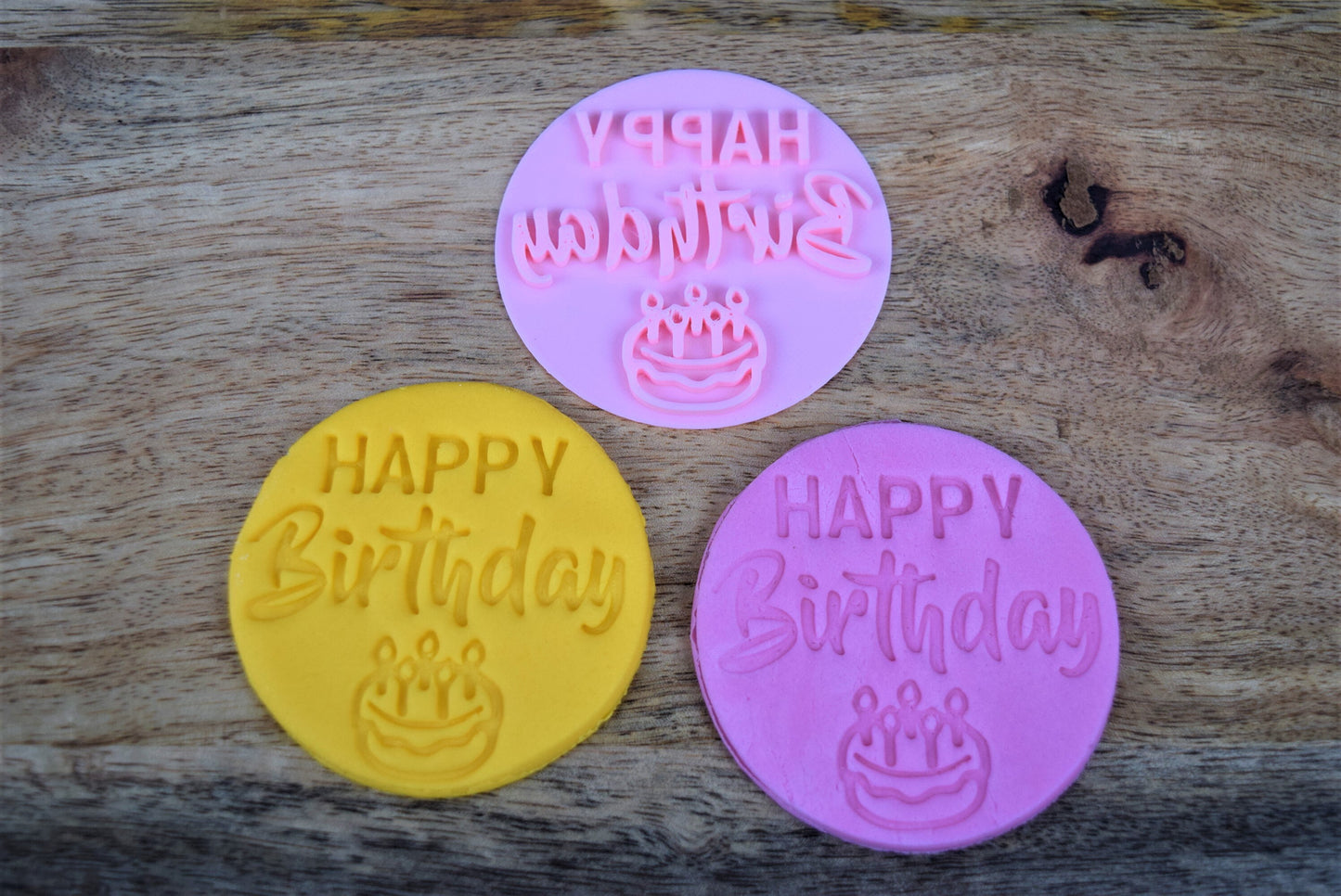 Happy birthday fondant stamp decoration, birthday cookie embosser perfect for cupcake and sweet boxes fondant stamp embosser decoration