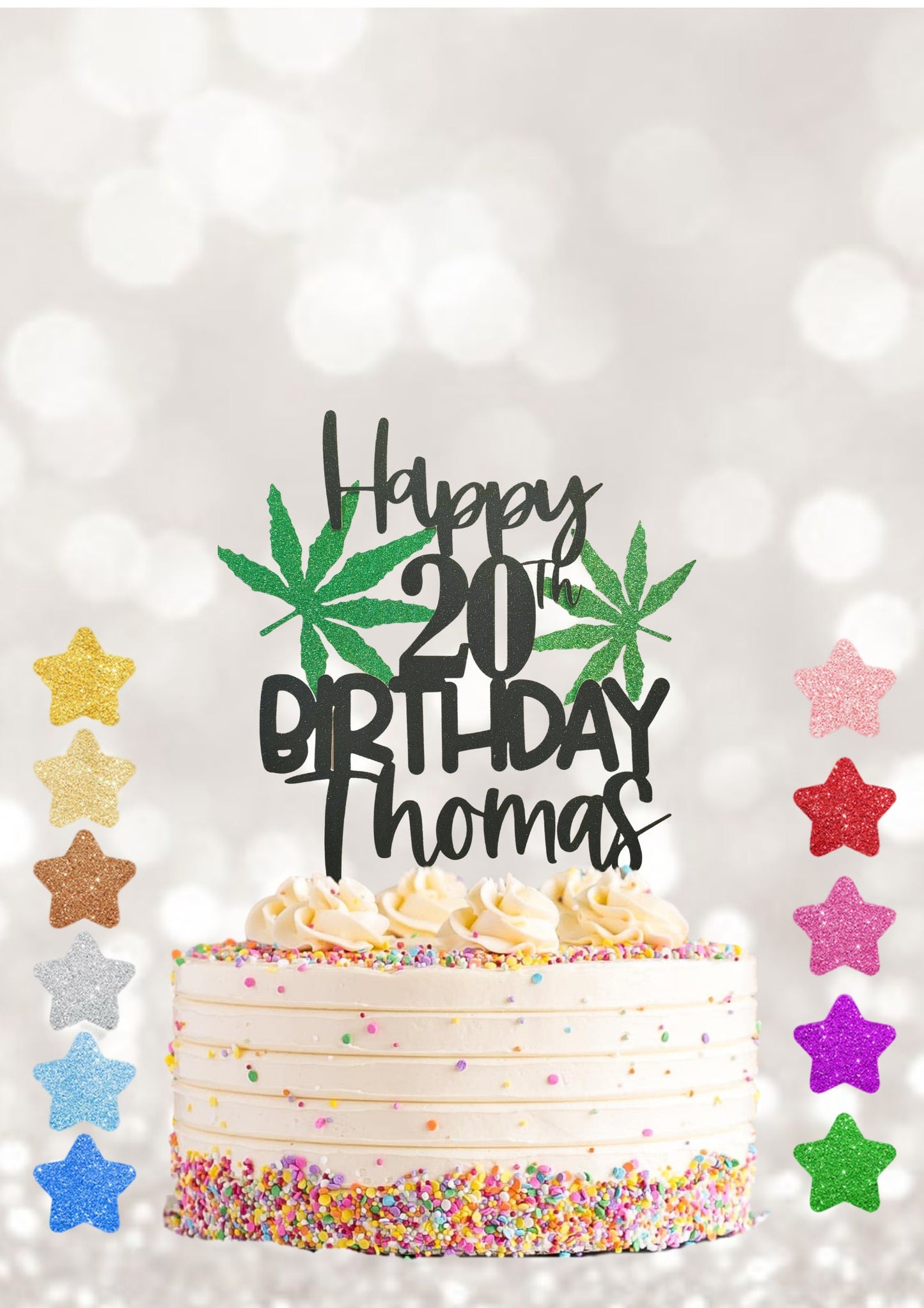 Cannabis leaf cake topper, custom cake topper with any name and age , birthday cake topper perfect for your cake decoration