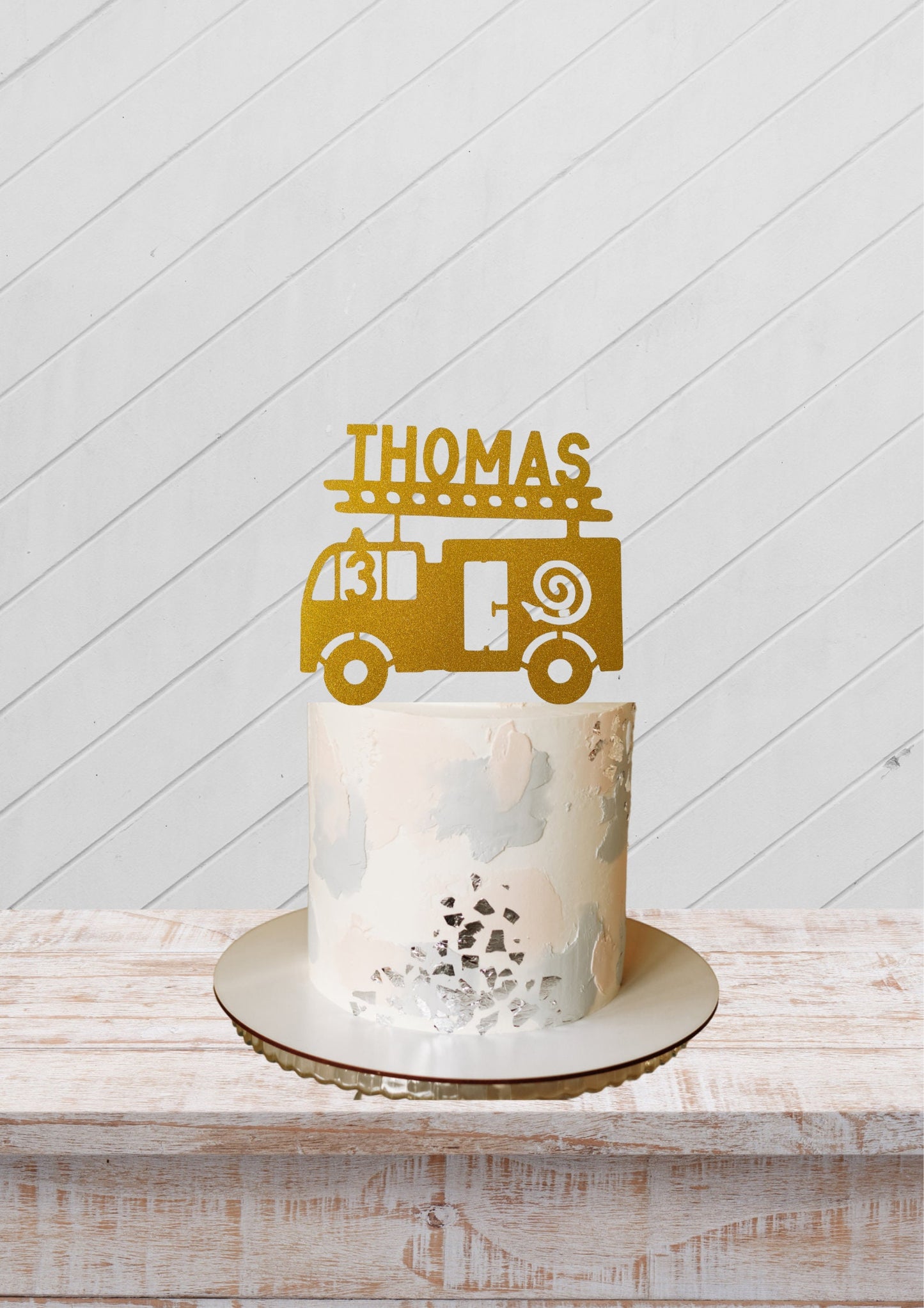 Fire truck Cake Topper, Custom Cake Topper, Firefighter Party Decoration with any name and age perfect for cake decoration