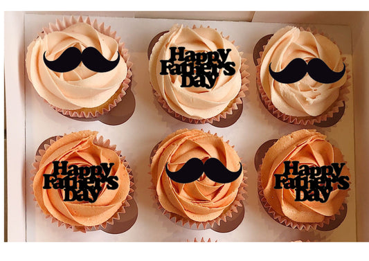 Father's Day Mustache Cupcake Toppers Father's Day Fun Toppers Moustache Cupcake Decorations for Dad Fun Baking Decorations