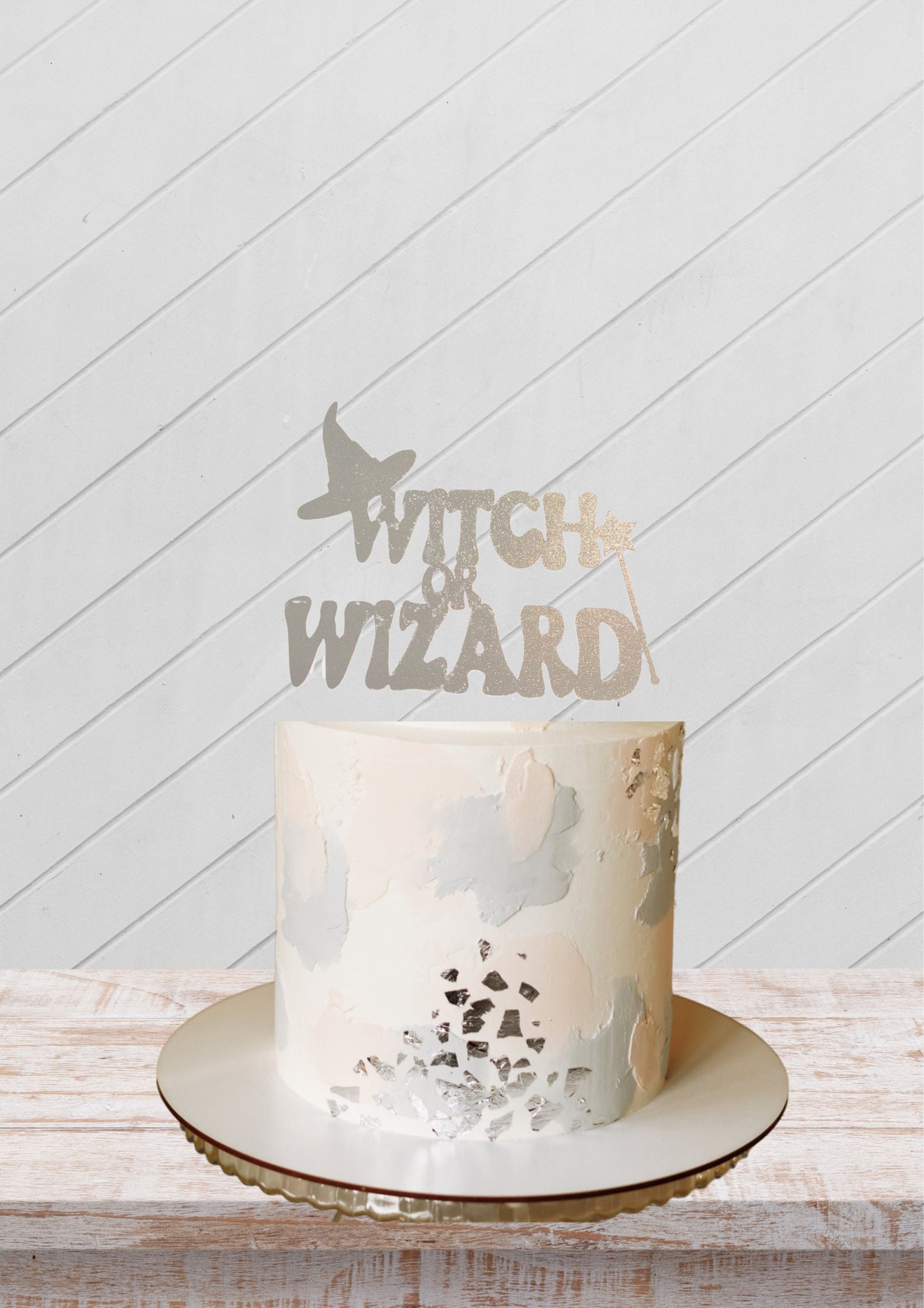 Witch or wizard cake topper, Halloween gender reveal cake topper, baby shower topper