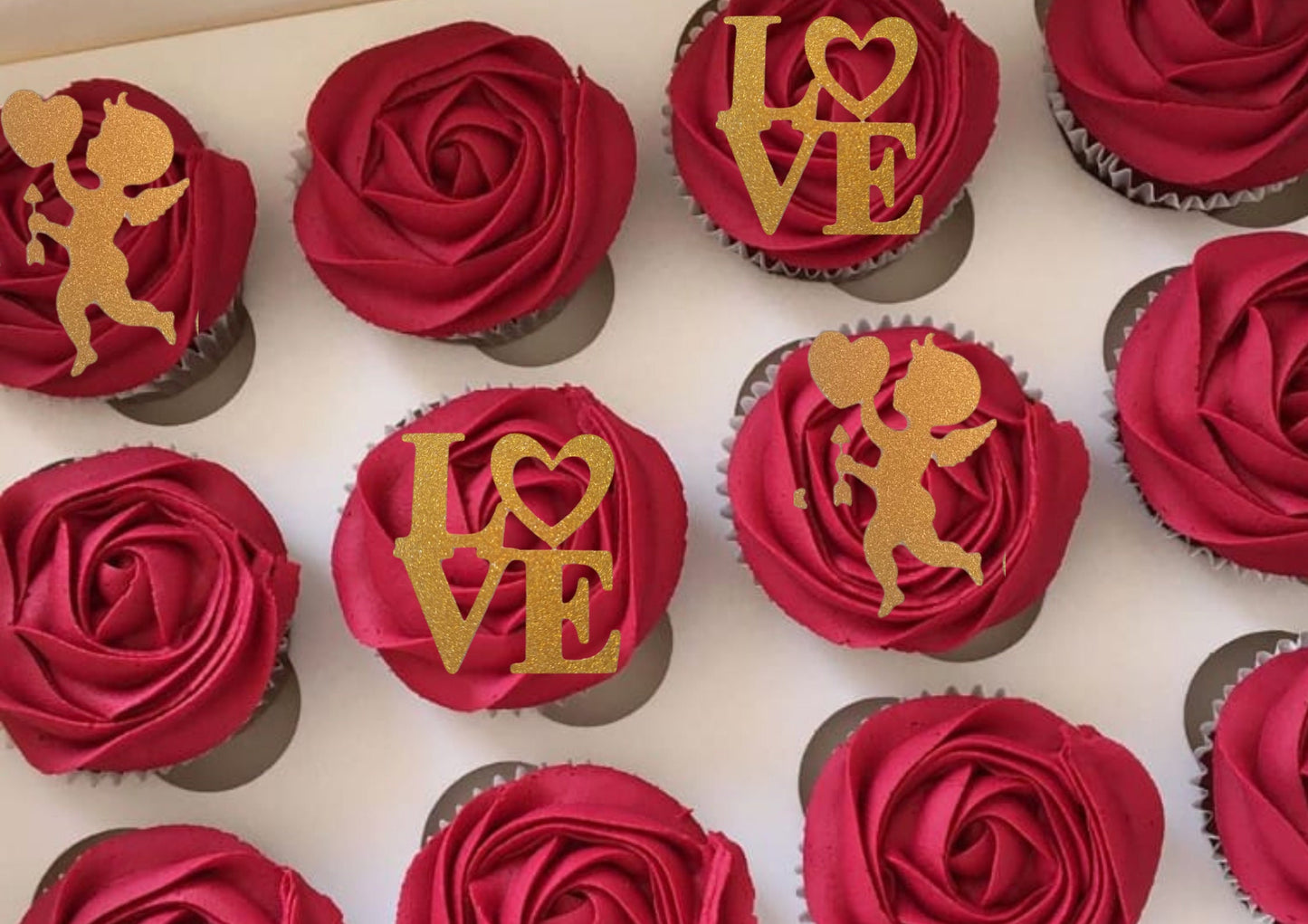 LOVE Cupcake Toppers - Any Colour - Customisable - Valentine’s Day cupcake toppers - love - cake - wedding - anniversary - engaged