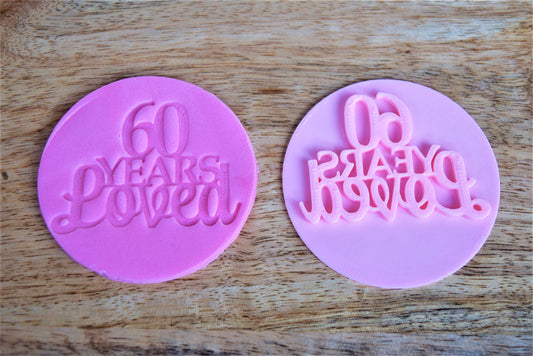 60th Birthday Cookie Stamp Cupcake decorating accessory Fondant stamp Sweet box embellishment Cookie decorating tool