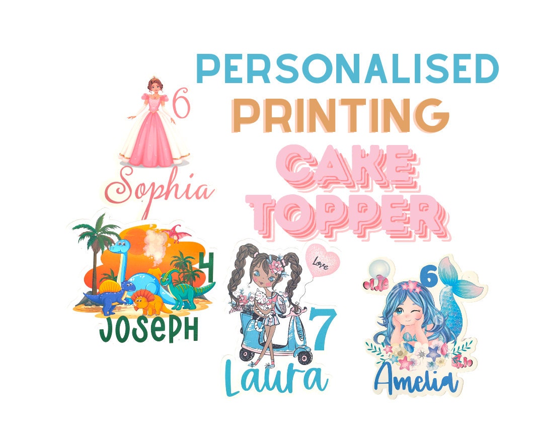 Personalised cake topper birthday printed card cake decoration glitter cake topper custom cake topper