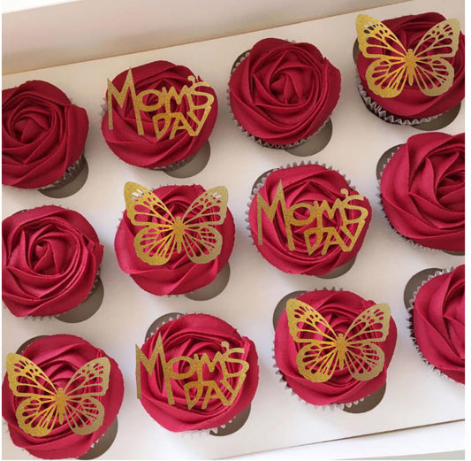 6 pcs Mum cupcake toppers, Happy Mothers Day cake topper, glitter topper, personalised topper customised topper, topper decor