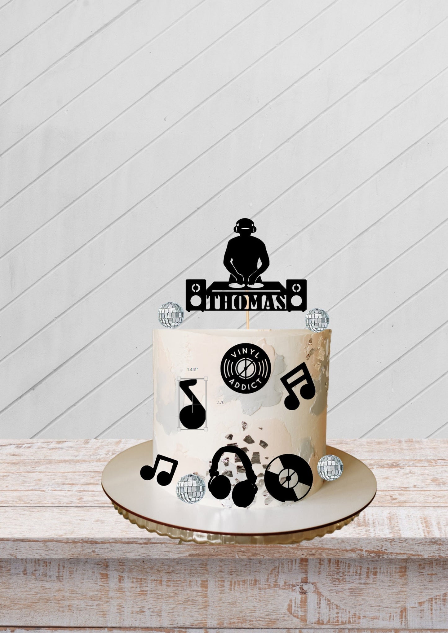 Custom DJ bundle Cake Topper, Music Disc, Musician Night Club Disco, Party Music Birthday, birthday cake decoration, DJ decoration