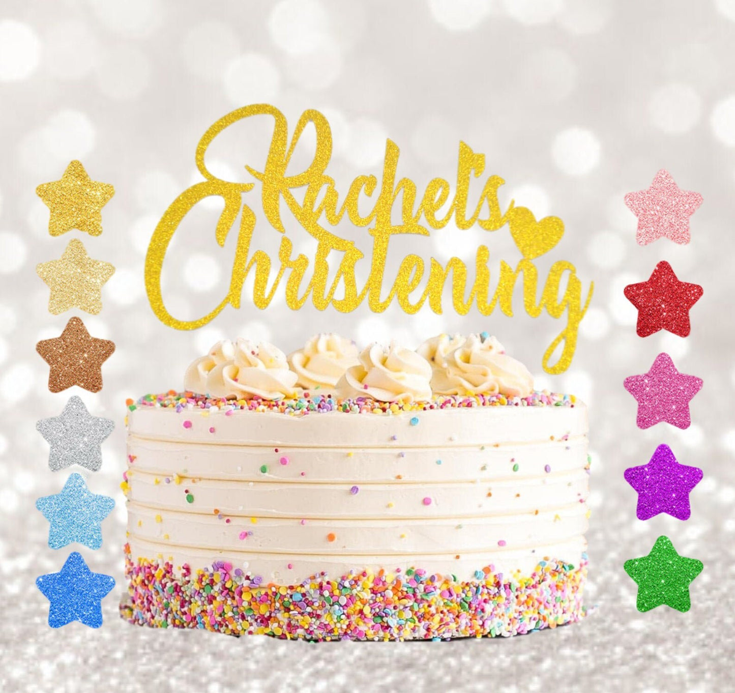 Personalised Christening, Customised Christening cake topper, Christening cake topper, any name cake topper, glitter cake topper