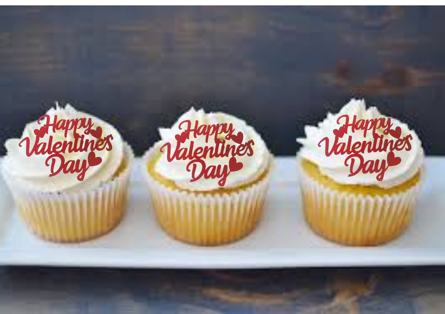 10 pcs Happy Valentines Day Cupcake Toppers -Any Colour - Customisable - love - cake - wedding - anniversary - engaged - valentines