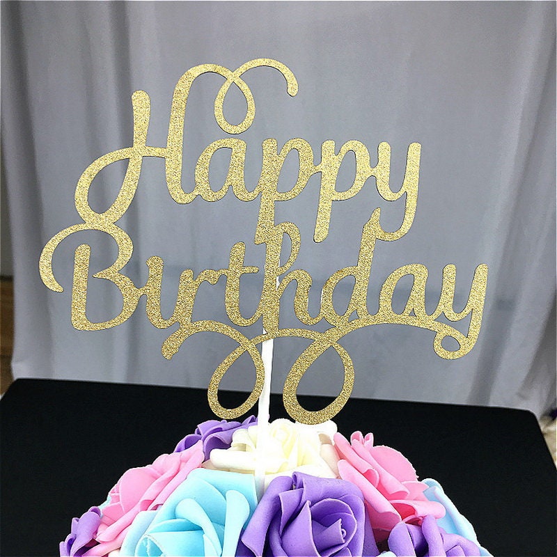 Happy birthday cake topper, glitter birthday cake topper, cake topper decoration, Happy birthday party, happy birthday topper