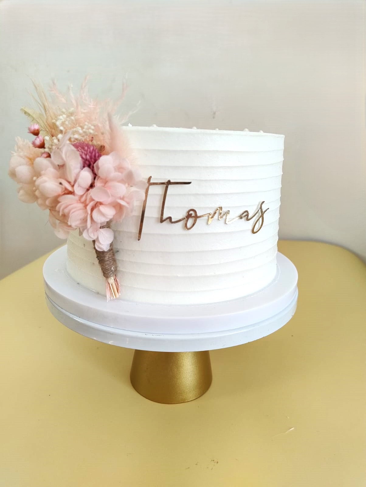 Dried flower cake topper personalised charm name cake centerpiece embellishment cake decoration