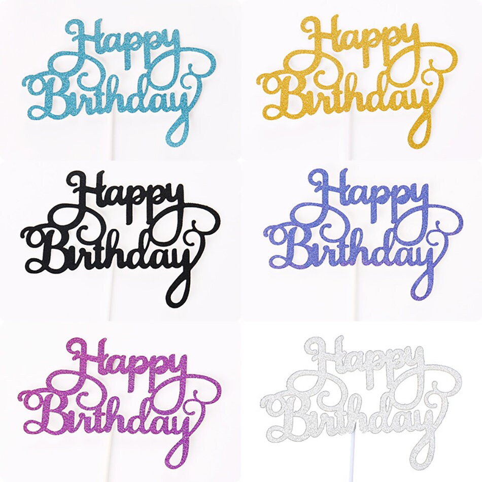 Happy birthday cake topper, glitter birthday cake topper, cake topper decoration, Happy birthday party, happy birthday topper